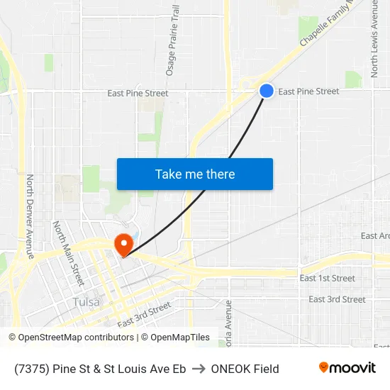 (7375) Pine St & St Louis Ave Eb to ONEOK Field map