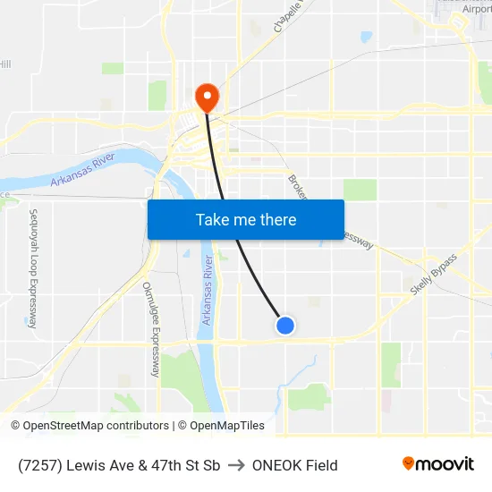 (7257) Lewis Ave & 47th St Sb to ONEOK Field map