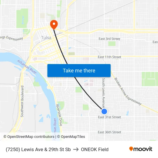 (7250) Lewis Ave & 29th St Sb to ONEOK Field map