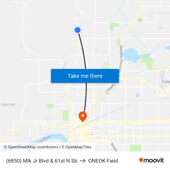 (6850) Mlk Jr Blvd & 61st N Sb to ONEOK Field map