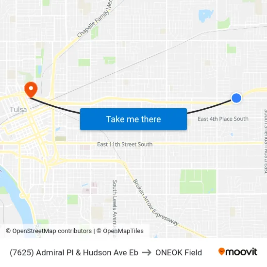 (7625) Admiral Pl & Hudson Ave Eb to ONEOK Field map