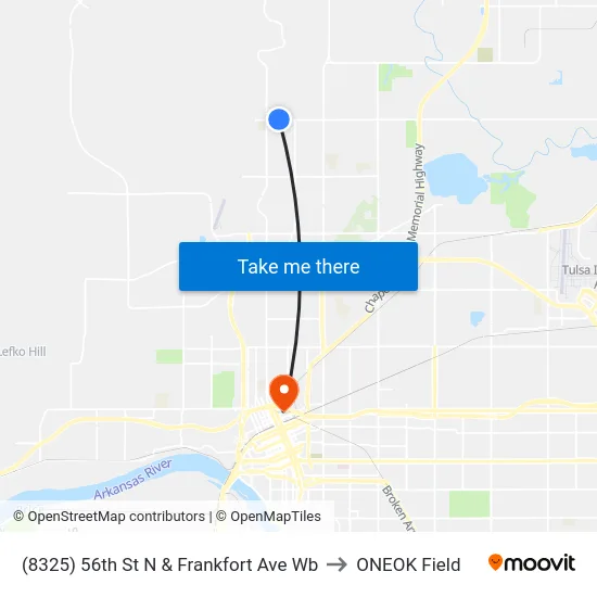 (8325) 56th St N & Frankfort Ave Wb to ONEOK Field map