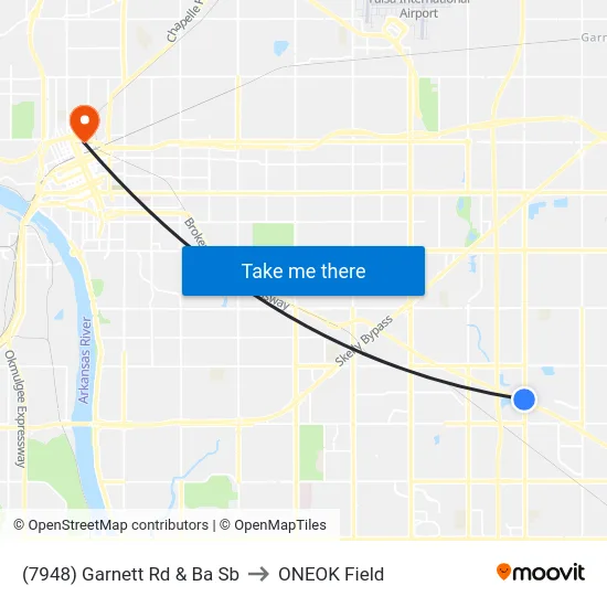 (7948) Garnett Rd & Ba Sb to ONEOK Field map