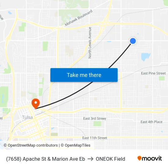 (7658) Apache St & Marion Ave Eb to ONEOK Field map