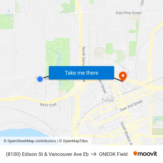 (8100) Edison St & Vancouver Ave Eb to ONEOK Field map