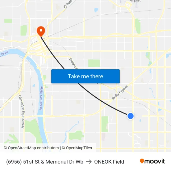 (6956) 51st St & Memorial Dr Wb to ONEOK Field map