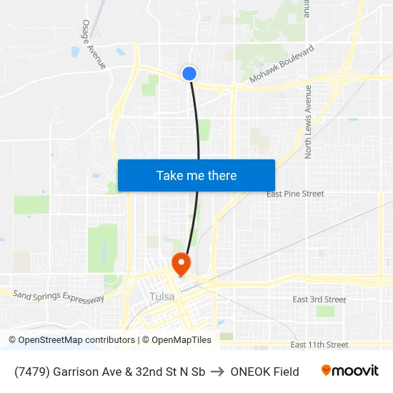 (7479) Garrison Ave & 32nd St N Sb to ONEOK Field map