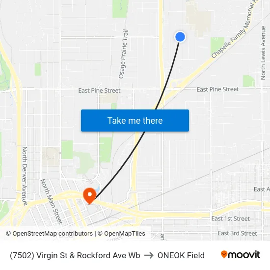 (7502) Virgin St & Rockford Ave Wb to ONEOK Field map