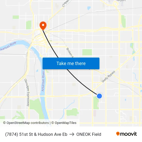 (7874) 51st St & Hudson Ave Eb to ONEOK Field map