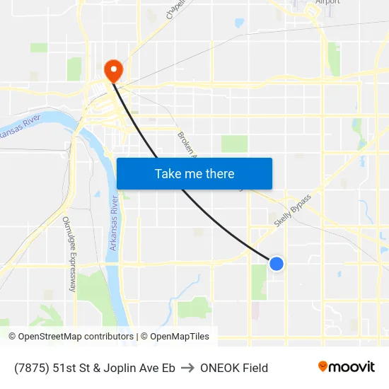 (7875) 51st St & Joplin Ave Eb to ONEOK Field map