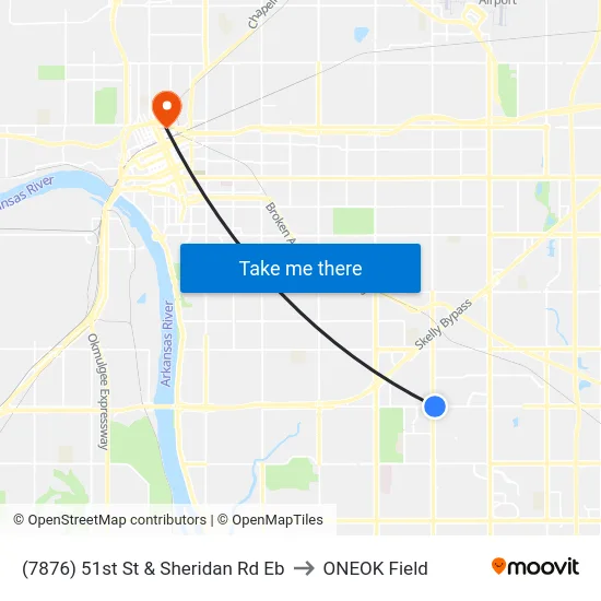 (7876) 51st St & Sheridan Rd Eb to ONEOK Field map