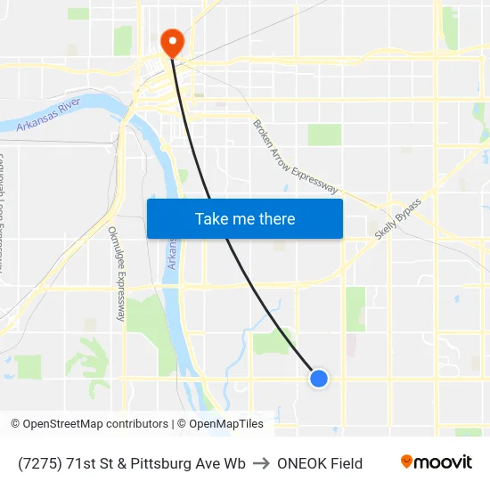 (7275) 71st St & Pittsburg Ave Wb to ONEOK Field map