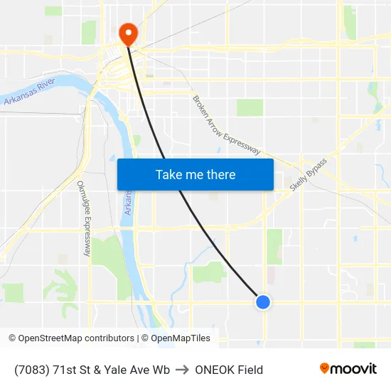 (7083) 71st St & Yale Ave Wb to ONEOK Field map