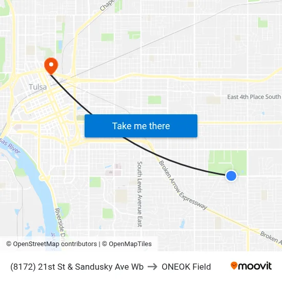 (8172) 21st St & Sandusky Ave Wb to ONEOK Field map