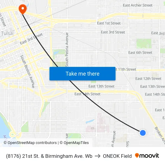 (8176) 21st St. & Birmingham Ave. Wb to ONEOK Field map