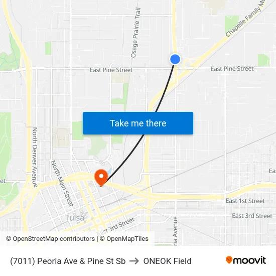 (7011) Peoria Ave & Pine St Sb to ONEOK Field map