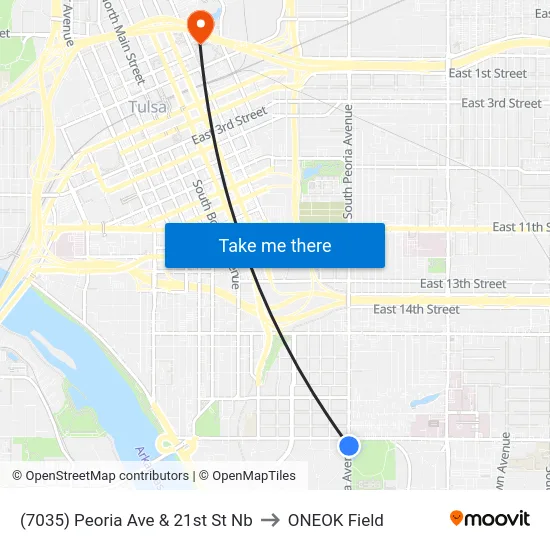 (7035) Peoria Ave & 21st St Nb to ONEOK Field map