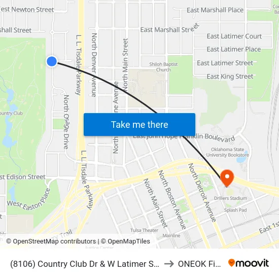 (8106) Country Club Dr & W Latimer St Eb to ONEOK Field map