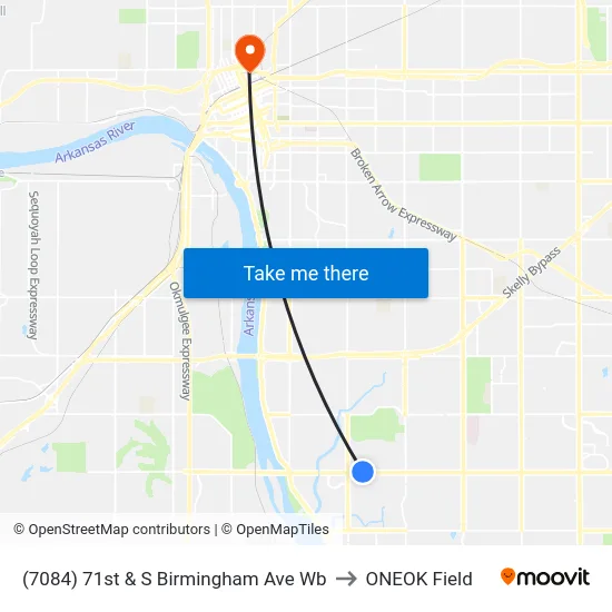 (7084) 71st & S Birmingham Ave Wb to ONEOK Field map