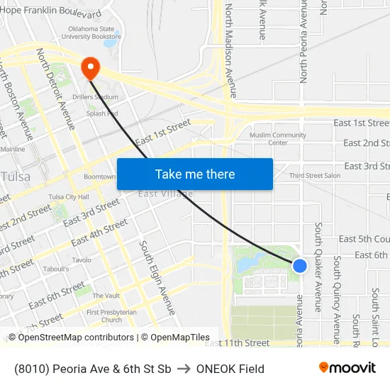 (8010) Peoria Ave & 6th St Sb to ONEOK Field map