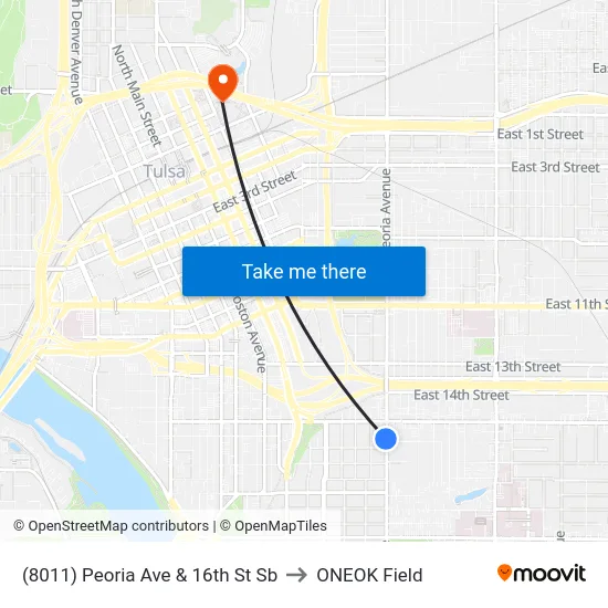 (8011) Peoria Ave & 16th St Sb to ONEOK Field map