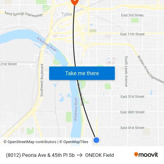 (8012) Peoria Ave & 45th Pl Sb to ONEOK Field map