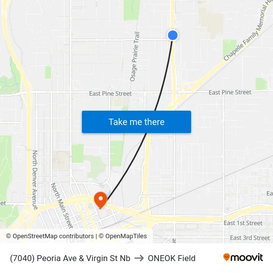 (7040) Peoria Ave & Virgin St Nb to ONEOK Field map