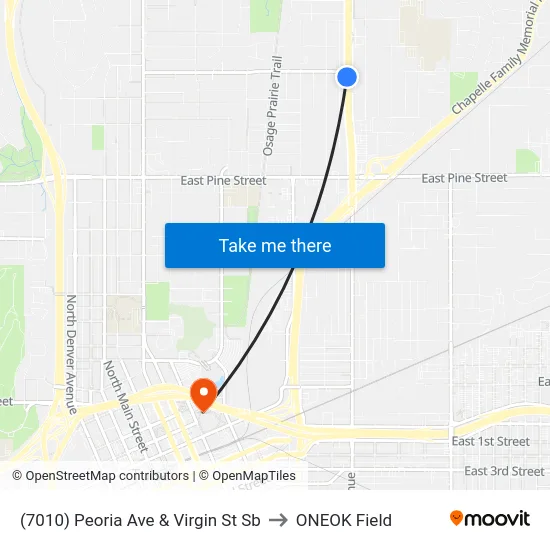 (7010) Peoria Ave & Virgin St Sb to ONEOK Field map