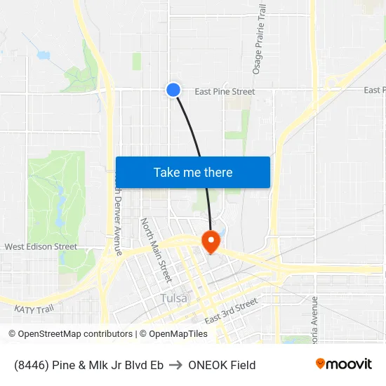 (8446) Pine & Mlk Jr Blvd Eb to ONEOK Field map