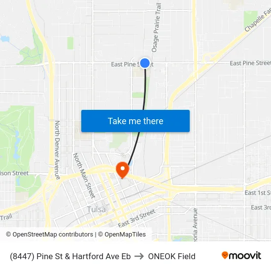 (8447) Pine St & Hartford Ave Eb to ONEOK Field map