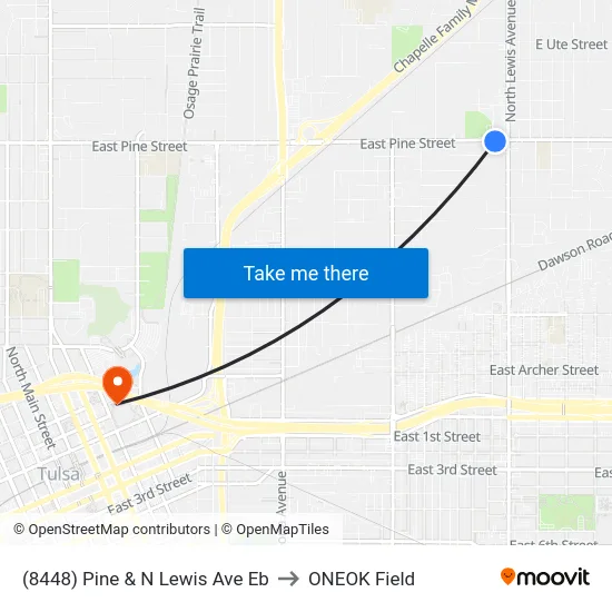 (8448) Pine & N Lewis Ave Eb to ONEOK Field map