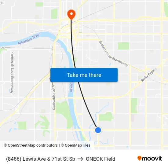 (8486) Lewis Ave & 71st St Sb to ONEOK Field map