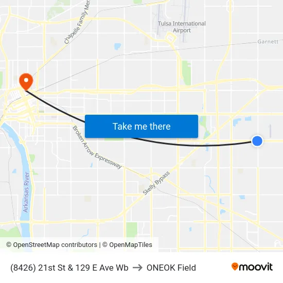 (8426) 21st St & 129 E Ave Wb to ONEOK Field map