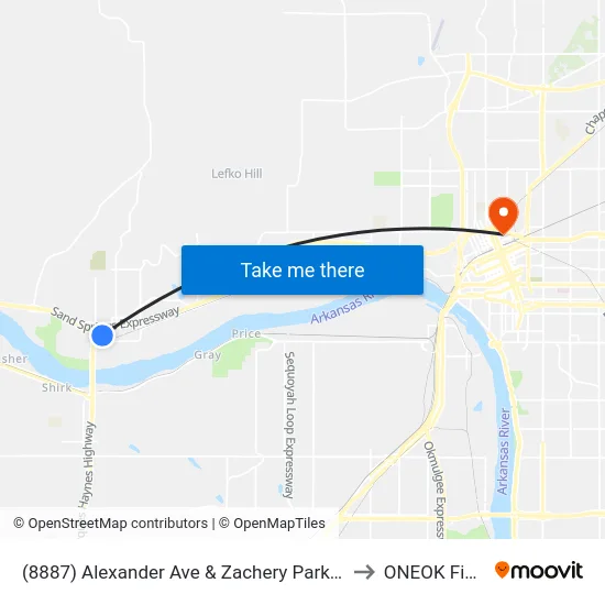 (8887) Alexander Ave & Zachery Park  Eb to ONEOK Field map