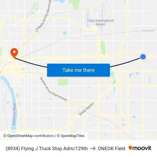 (8934) Flying J Truck Stop Adm/129th to ONEOK Field map