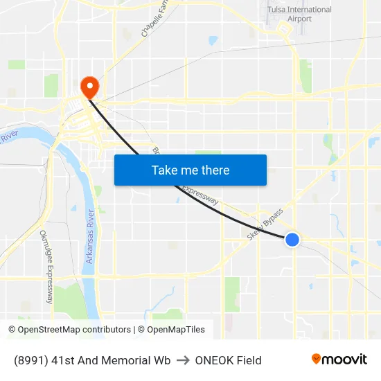 (8991) 41st And Memorial Wb to ONEOK Field map