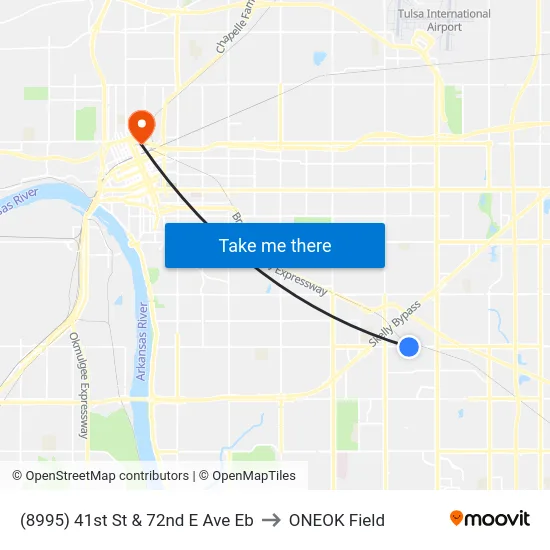 (8995) 41st St & 72nd E Ave Eb to ONEOK Field map