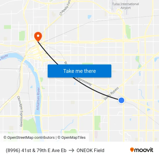 (8996) 41st & 79th E Ave Eb to ONEOK Field map