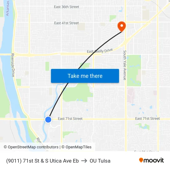 (9011) 71st St & S Utica Ave Eb to OU Tulsa map