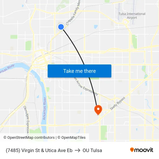 (7485) Virgin St & Utica Ave Eb to OU Tulsa map