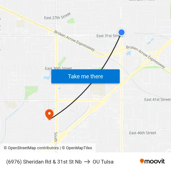 (6976) Sheridan Rd & 31st St Nb to OU Tulsa map