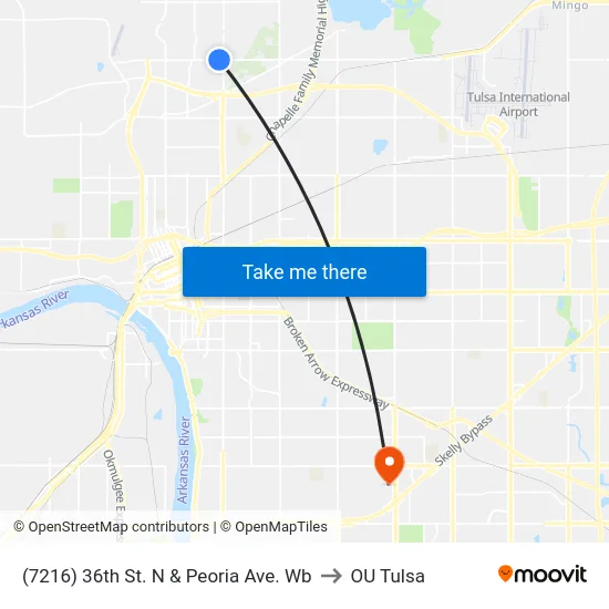 (7216) 36th St. N & Peoria Ave. Wb to OU Tulsa map