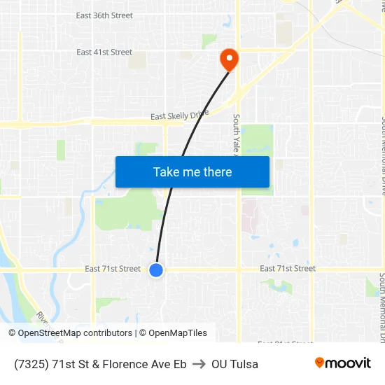 (7325) 71st St & Florence Ave Eb to OU Tulsa map