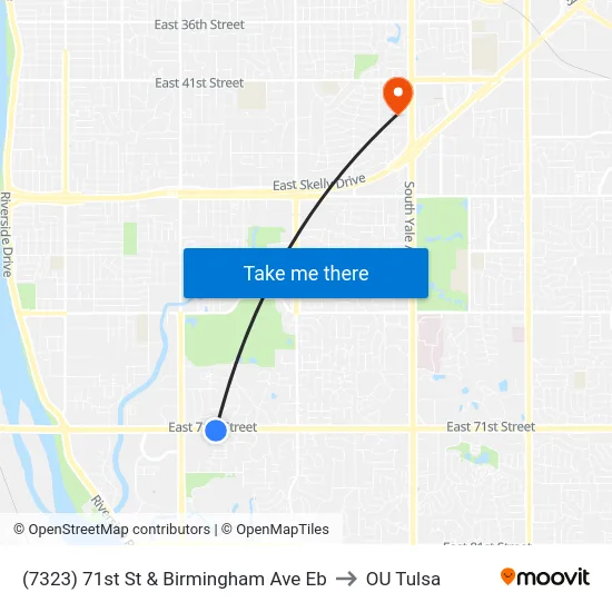 (7323) 71st St & Birmingham Ave Eb to OU Tulsa map