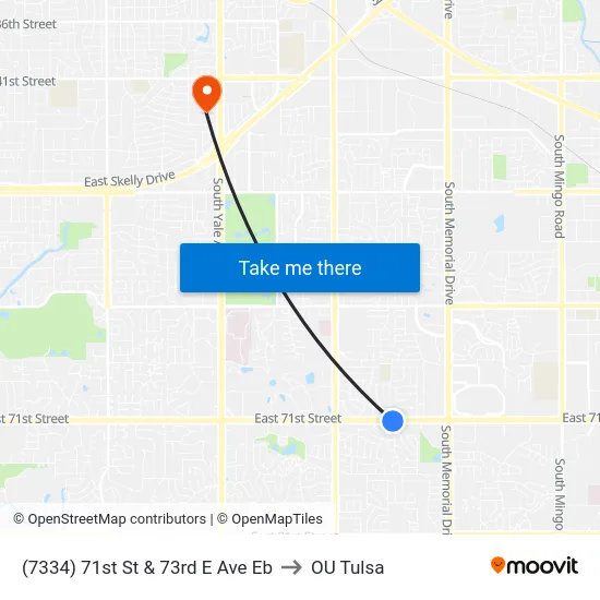 (7334) 71st St & 73rd E Ave Eb to OU Tulsa map