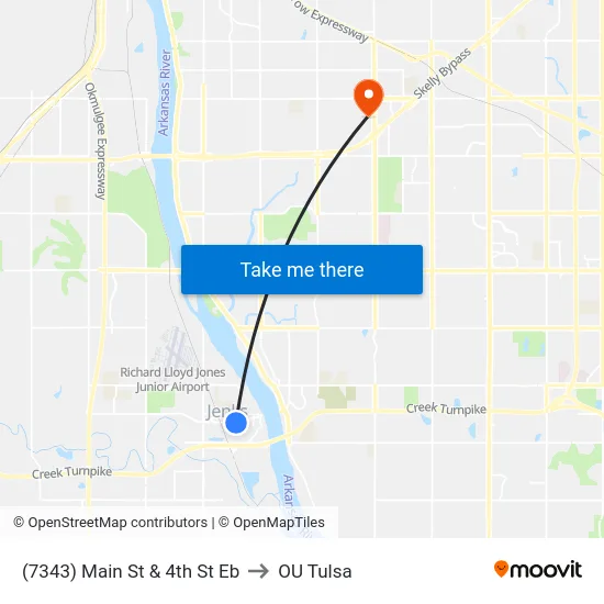(7343) Main St & 4th St Eb to OU Tulsa map