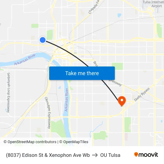 (8037) Edison St & Xenophon Ave Wb to OU Tulsa map