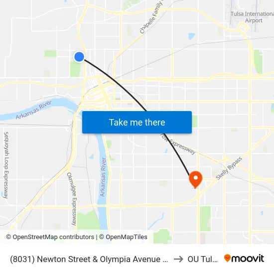 (8031) Newton Street & Olympia Avenue Wb to OU Tulsa map