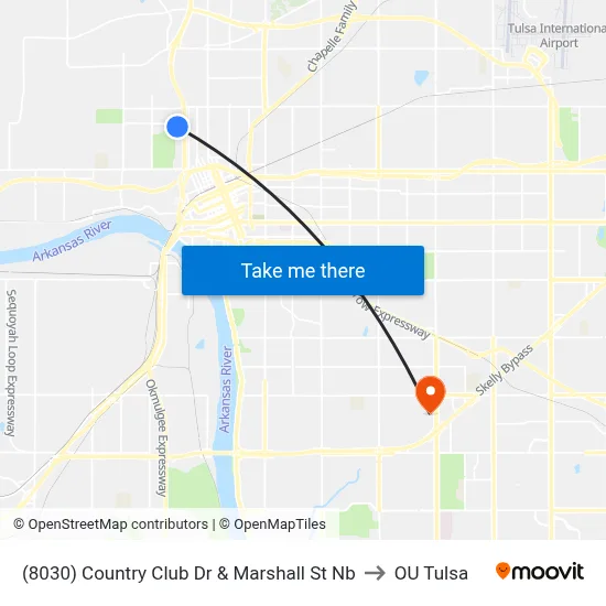 (8030) Country Club Dr & Marshall St Nb to OU Tulsa map