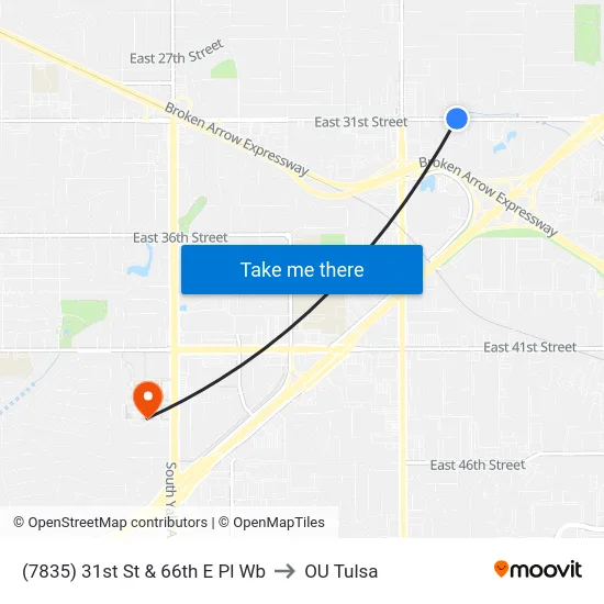 (7835) 31st St & 66th E Pl Wb to OU Tulsa map